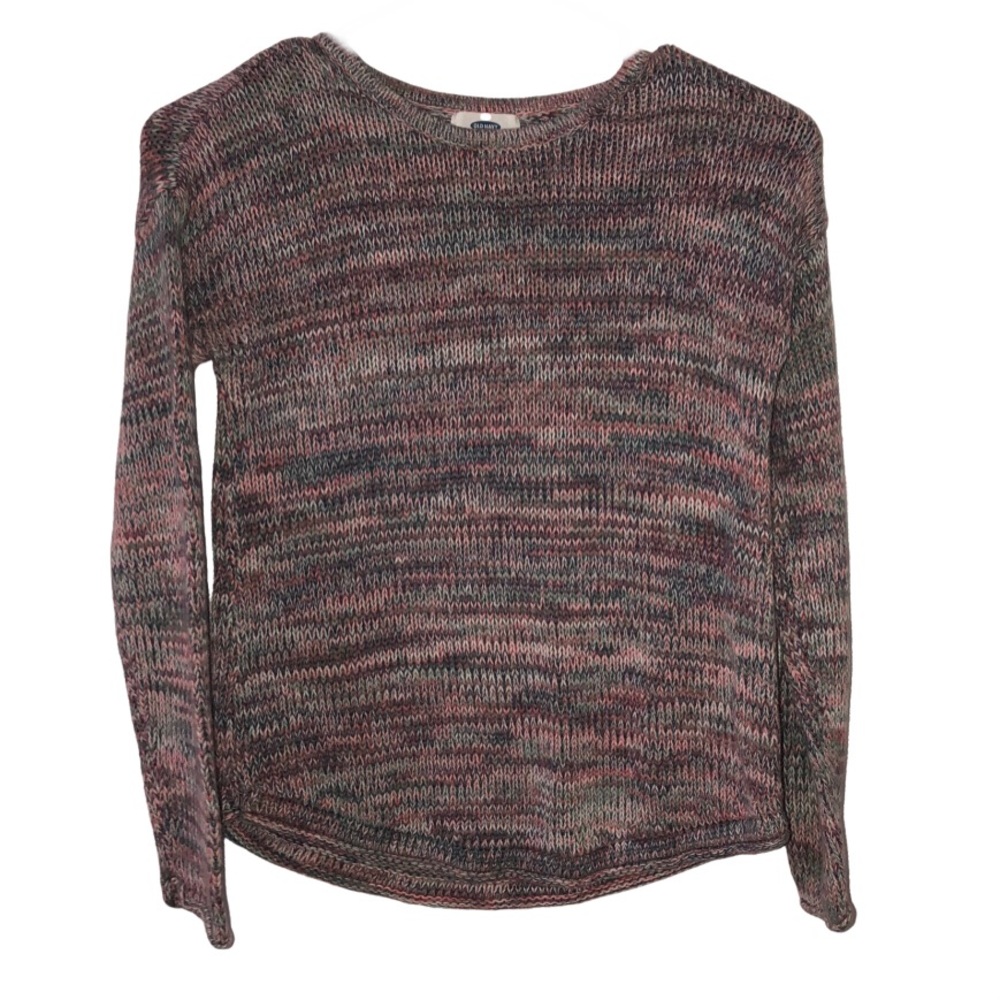 Old navy cotton knit sweater pink multi size M-8
